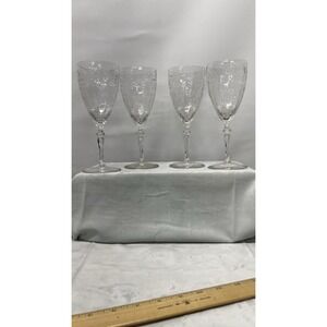 Vintage Glastonbury Lotus Majesty Etched Water Goblets Set of 4 Crystal